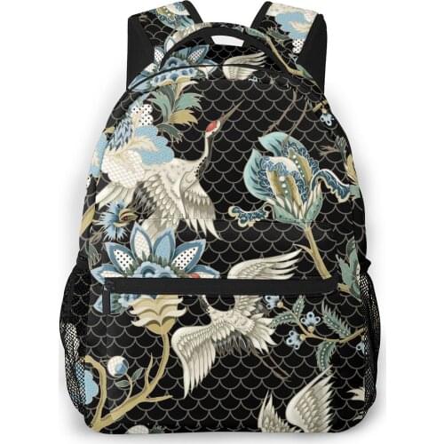 2021 OLN Backpack Women Shoulder Bag Ethnic Japanese Cranes Fashion School Bag For Teenage Girl Backpacks Travel Bag