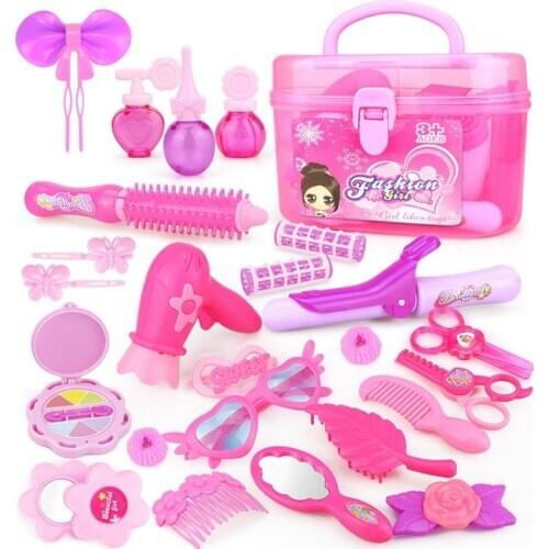 25pcs/set DIY Beauty Make Up Game Toy Set Suitcase Storage Fashion Pretend Play Princess Toys for Girls Children Educational Toy