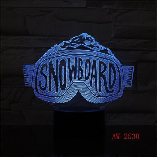 3D LED Nightlights Colorful Ski Goggles Modelling Gradient Table Lamp Bedroom Bedside Decor Snowboard Sleep Lighting AW-2530