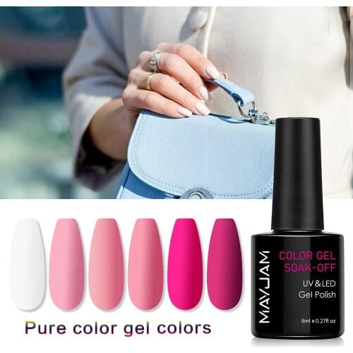 6pcs Nail Art Lacquer Set Shinning Red Colors Long Lasting Hybrid Varnish Soak Off UV Lamp Gel Base Top Coat Nails Accesorios