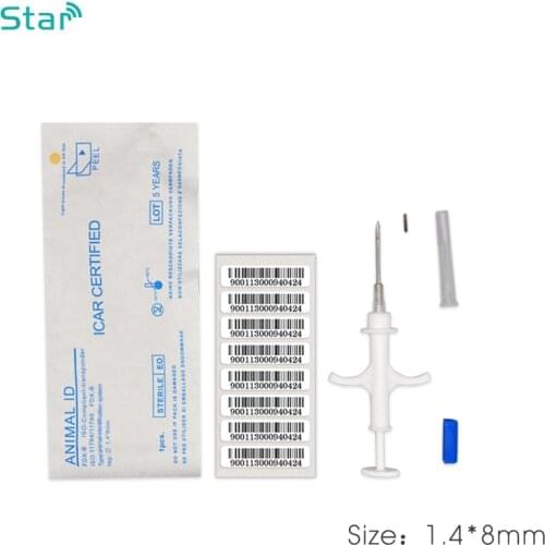 80pcs LF 1.4*8mm Veterinary Transponder Syringe Animal Microchip Rfid Implant Injector