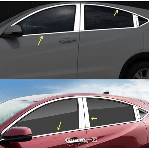 Top Quality Car Stainless Steel Glass Window Garnish Pillar Middle Strip Trim Frame Lamp Hood For Honda HRV HR-V Vezel 2019 2020