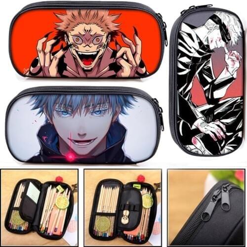 Anime Jujutsu Kaisen Yuji Itadori Cosmetic Cases Pencil Box Boys Girls Pencil Bag Students School Case Teenager Stationary Bags