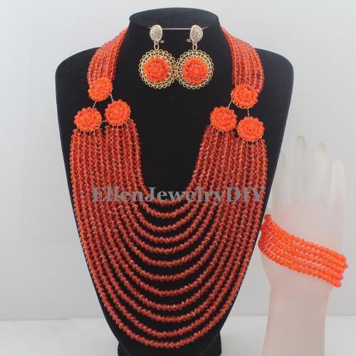 Classic Nigerian Wedding African Beads Jewelry Set Costume Jewelry Sets Free Shipping W11904