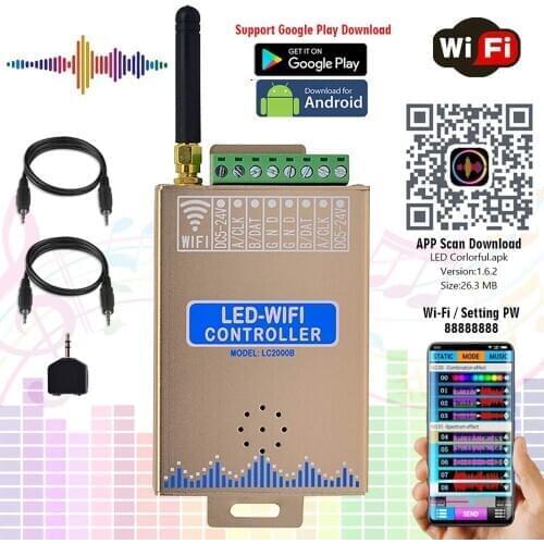 LC1000A LC2000B WIFI SPI Music Spectrum Controller for LED Digital Pixel Strip 1024-2048 Pixels LED Screen Controller with Built