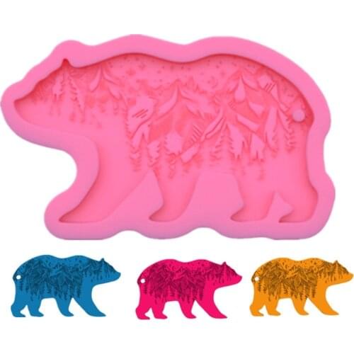 Forest Bear Keychain Silicone Mould DIY Crafts Polymer Clay Jewelry Making Tool Epoxy Resin Mold