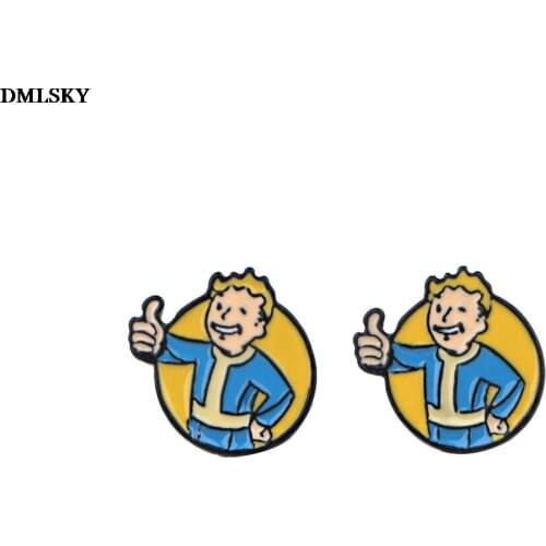 M4731 DMLSKY Jewelry Cartoon Man Stud Earring Enamel Earrings Pendant for Kids Girls Cute Accessories