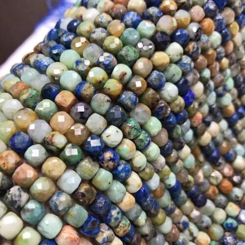 MALACHITE LAPIS square faceted 4/6mm for DIY jewelry making loose beads FPPJ wholesale nature gemstone