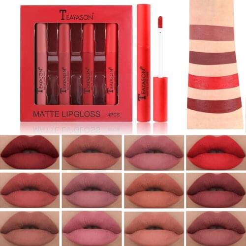 Velvet Matte Lipstick Set Lip Gloss Lip Glaze Set Box Matte Long-lasting Pumpkin Cup Fade Non-stick Moisturizing Not Does C A7V3