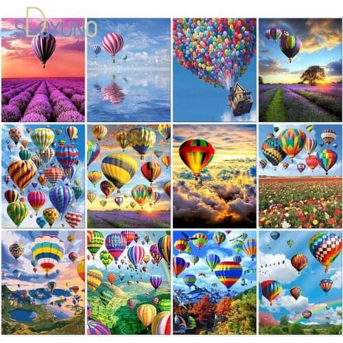 SDOYUNO 60x75cm Painting By Numbers Hot Air Balloon Frameless DIY Scenery Oil Paint By Numbers On Canvas Digital Hand Painting