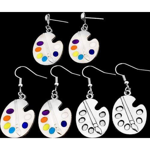 New Palette Dangle Earrings Women Earrings Painting Board Artist Earrings Wonderful Silver Color Bright Artist Palette Earrings