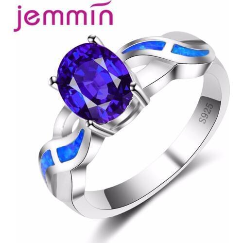 New Sapphire Stone Rings For Women Wedding Fine Jewelry Accessory Fine 925 Sterling Silver Ring For Valentines Day