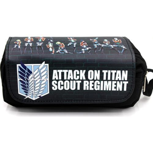 Anime Game Attack on Titan Pencil Case Makeup Bag Zipper Pouch Students Cartoon Stationery Pouch