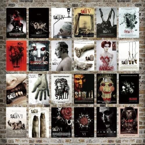 Horror Suspense Movie Tin Signs Metal Iron Sheet Modern Movie Poster Iron Decoration Haunted House Adventure Camera Pub Club Bar