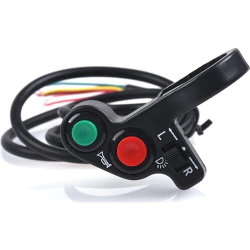 Plastic Bicycle Motorcycle Copper Wire Horn Turn Signal Switch For 7/8 Handle Off-Road Scooter Atv On/Off Black