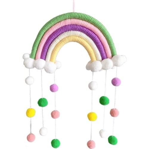 Woven Rainbow Wall Hanging Decor,Cloud Hanging Wall Decoration for Home and Childrens Room Decoration