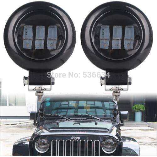2pcs 4.5Inch 30W Black Round Durable Led Work Light for SUV, ATV, UTV, 4 x 4, Sand rails, Cars, Truck, Trailer