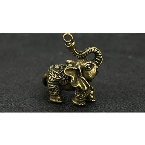 Retro Brass elephant Pendant Keychain ring Pendant ornament Miniature Fitting Key chain Pendant decoration Accessories p5224