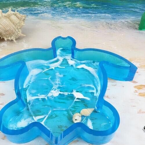 DIY Crystal Epoxy Resin Mold Three-dimensional Turtle Ashtray Dual-use Coaster Manual Ash Storage Box Silicone Mold