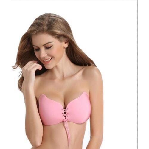 Blue&Pink Adhesive Bra Strapless Bandage Blackless Seamless Push Up Bra Silicone Sticky Womens Underwear Sexy Invisible Bra
