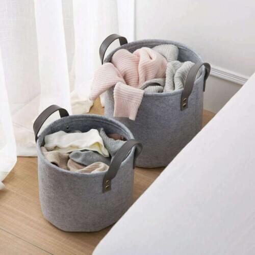 Foldable Large Storage Laundry Hamper Clothes Basket Felt Laundry Washing Bag Grey