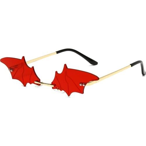 Brand Design Fashion Sunglasses Women Rimless Metal Bat Sun glasses Lady Mirror Sunglass UV400 Shades Eyewear Oculos de sol