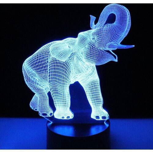 MYDKDJL 3D LED Night Light Dance Elephant with 7 Colors Light for Home Decoration Lamp Amazing Visualization Optical Illusion