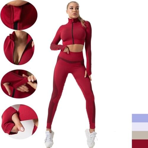 Workout Clothes For Women Fitness Stand Upright Collar Elastic Fitness Sportswear Seamless Yoga Wear Zipper Suit
