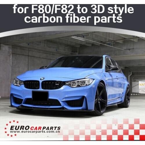F80 M3 F82 M4 carbon fiber parts fit for F80 M F82 M4 to 3D style carbon fiber front lip and diffuser for F80 F82 M3 M4
