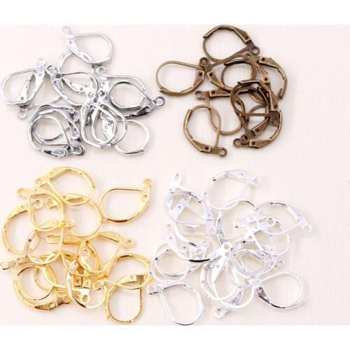 100Pcs/lot Nickel Free and Lead Free Silver Gold Plated French Earring Hook Ear Wire Lever Back Open Loop DIY Jewelry Findings
