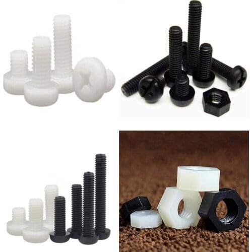 250pcs nylon screw M4 white/ black Nylon Plastic insulation Phillips Cross Recessed round pan Head Machine Screw