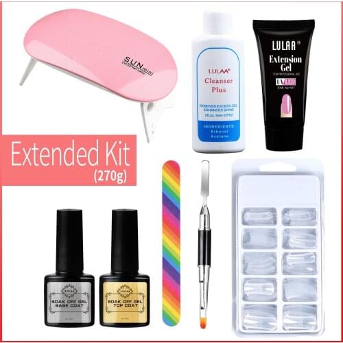 30ml Nail Extension Gel Set Nail Set UV LED Lamp Dryer Quick Building Set Nail Gel Set Nail Form Nail Art Brush Nail Tools Kit