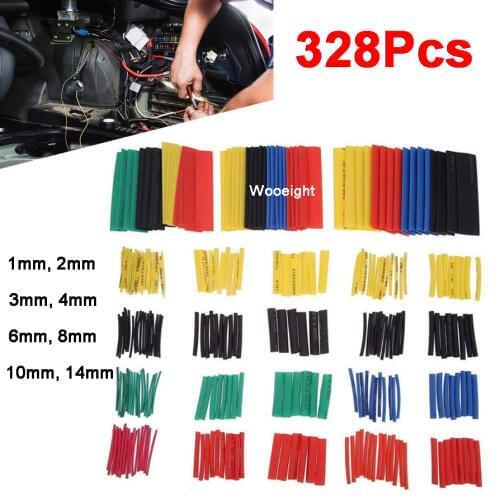 Wooeight 328Pcs Heat Shrink Tubing Automotive Flame Retardant Tube Car Electrical Cable Wire Kit Universal Fit for All Cars