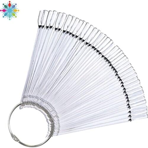 50 PCS/SET Clear False Nail Tips for Nail Art Display Oval Fan Style Nail Swatch Polish Stand Tips Practice Manicure Tools