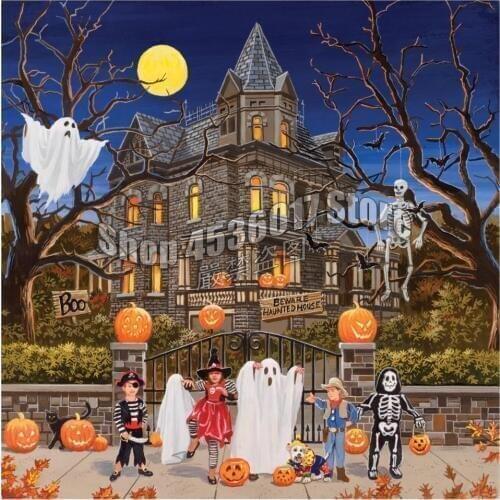 Halloween Needlework 5D Diy Diamond Embroidery Cartoon Beware Haunted House Full Diamond Painting Cross Stitch Mosaic Picture