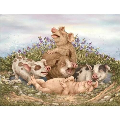 DIY Diamond Embroidery cute pig Cross Stitch Animal 5D Square/Round Diamond Painting Full Display Rhinestones Decor Home YG556