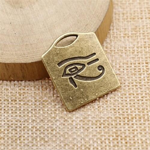 Free shipping 12pcs 25x21mm antique bronze Eye of Horus charms diy retro jewelry fit Earring keychain hair card pendant