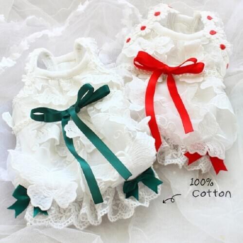 Free Shipping High-End Handmade Dog Clothes Spun Sugar Soft 3D Butterfly Lace Dog Dress Pet Outfit Cat Yorkie Poodle Maltese