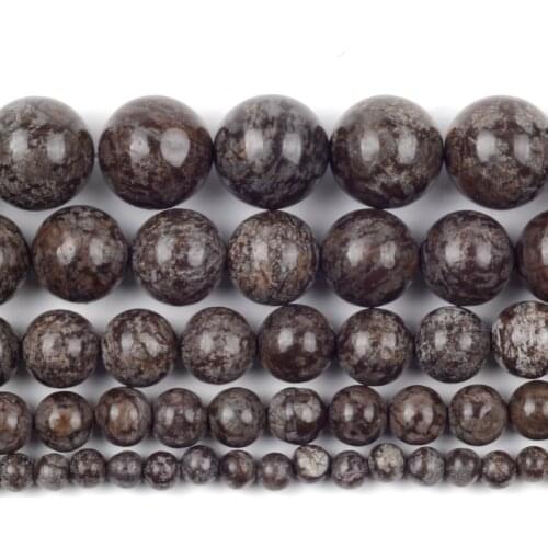 Natural Coffe Snowflake Jaspers Stone Beads Round Loose Spacer Beads For Jewelry Making 4/6/8/10/12mm DIY Bracelet Handmade