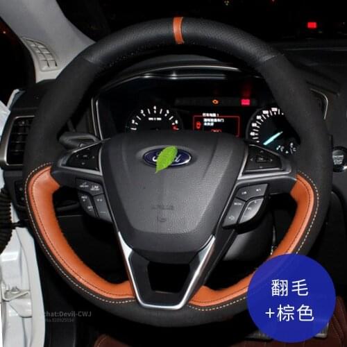 Hand-Stitch Suede Leather Steering wheel cover For Ford Mondeo Focus Kuga Edge Taurus Fiesta Explorer Escape Mustang Auto Parts