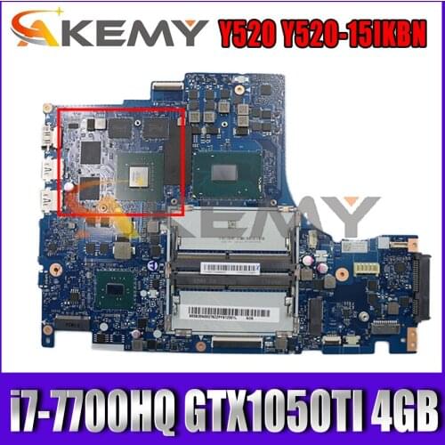 For Lenovo Legion Y520 Y520-15IKBN laptop motherboard FUR 5B20N00280 W/ CPU i7-7700HQ GTX1050TI 4GB DY512 NM-B191