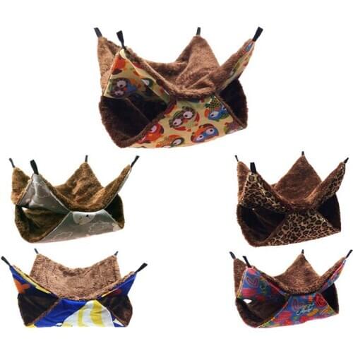 Double Layer Hamster Hammock Warm Canvas Nest Animals Hanging Cage Sleep House Chipmunk Comfortable Bed Small Pet Supplies