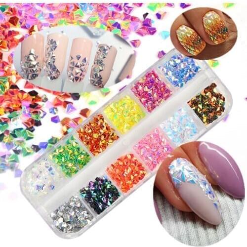Chameleon AB Color Nail Sequins Glitters Triangle Diamond Rhombus Flakes Paillette Manicure Nail Art Decorations