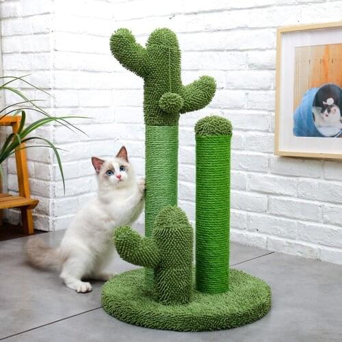 Cactus Cat Scratching Post Scratcher Dangling Ball Scratch Interactive Toy
