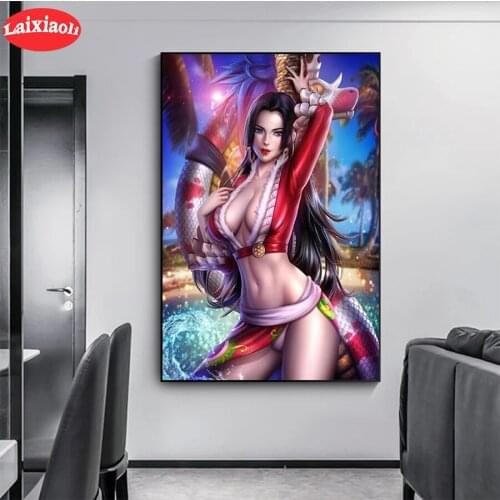 Diamond Painting Japanese cartoon art, sexy woman Full Drill Square DIY Diamond Embroidery Cross Stitch Mosaic round Home Decor