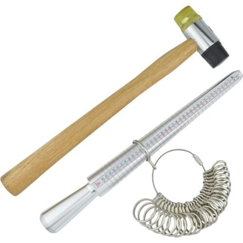 Ring Sizer Mandrel Jewelers Rubber Hammer Ring Sizer Guage 28 Pcs Circle Models Jewelry Tools Kit