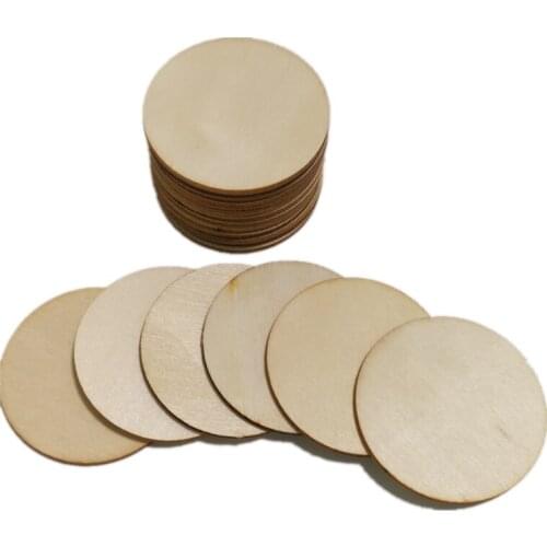 25PCS 50MM Unfinished Wood Slices Round Disc Circle Wood Pieces Wooden Cutouts Ornaments for Craft and Decoration