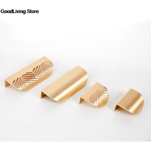 Leaf Shape Brass Gold Cabinet Pulls Furniture Handles Copper Drawer Pull Knobs