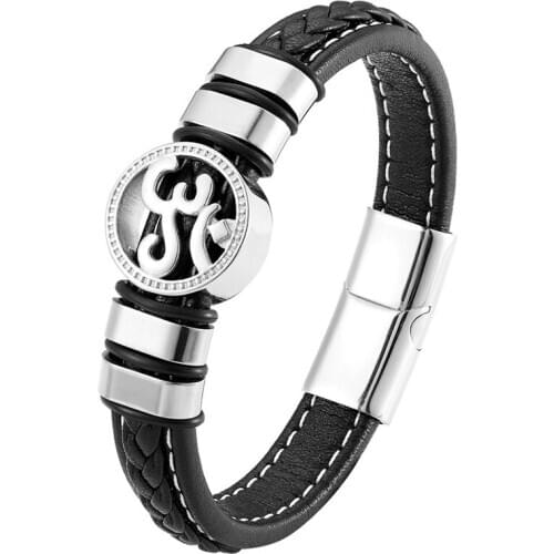 Fashion Mens Jewelry Leather Bracelet Yoga Stainless Steel Bracelets Magnetic Buckle Bracelet Unisex Exchange Preferred Gifts