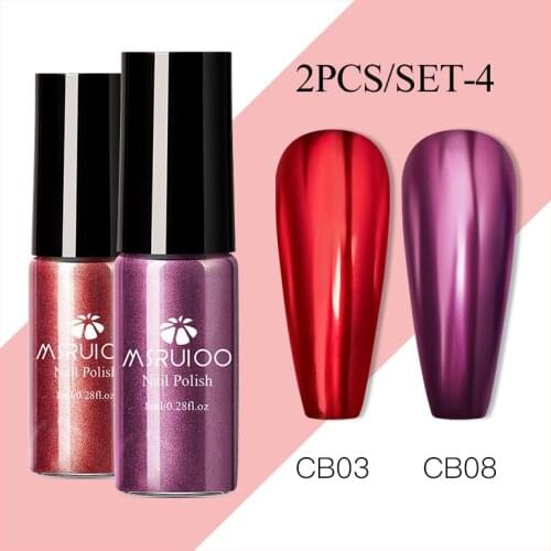 MSRUIOO 2/3/4PCS Metallic Matte Pearl Nail Polish Set Gold Silver Pink Mirror Effect Nail Art Polish Varnish Manicure DIY Design